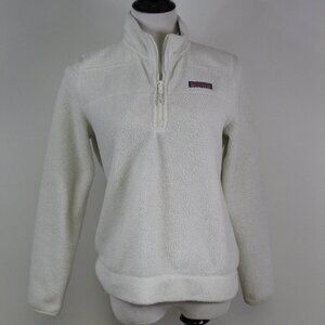 Vineyard Vines Sherpa Fleece 1/4 Zip Pullover Cozy Teddy White XS